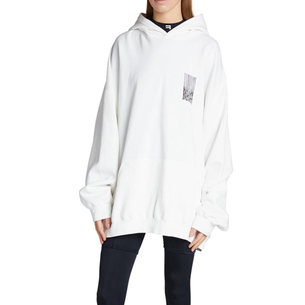 Balenciaga white Oversized Barcode Molleton Hoodie in medium